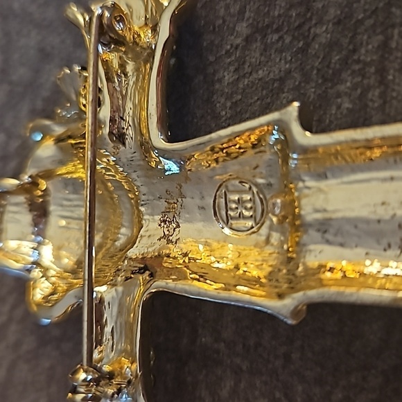 Dana Buchman Yellow and Brown Rhinestone Fall Scarecrow Brooch Pin - Picture 6 of 6